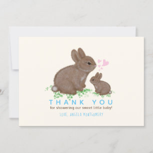 Bunnies adorables Coeurs Boy Baby shower Merci