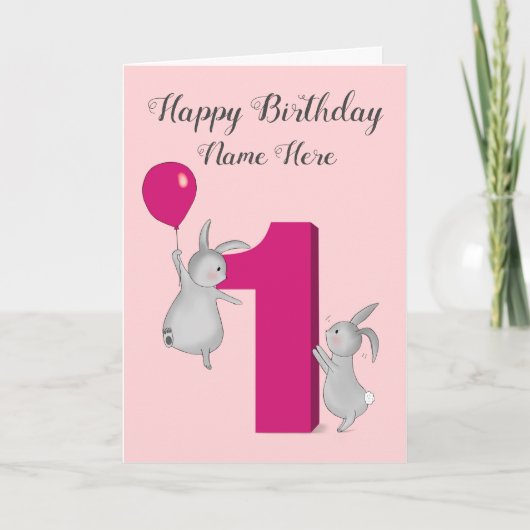 Bunnies avec Ballotte 1er Carte Anniversaire (Devant)