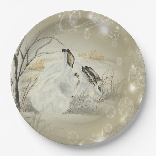 Bunnies/Borden van konijnenpapier Papieren Bordje (Voorkant)