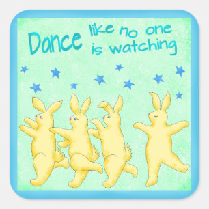 Bunnies Dance, net als niemand die Geel Groen kijk Vierkante Sticker