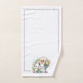 Bunnies de Pâques avec panier et tulipes (Serviette à main)