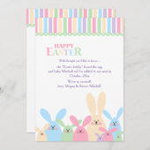 Bunnies de Pâques colorés Grossesse Faire-part (Devant / Derrière)