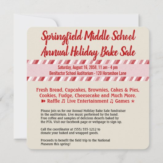 Bunnies de vente de gâteaux de vacances Faire-part (Dos)