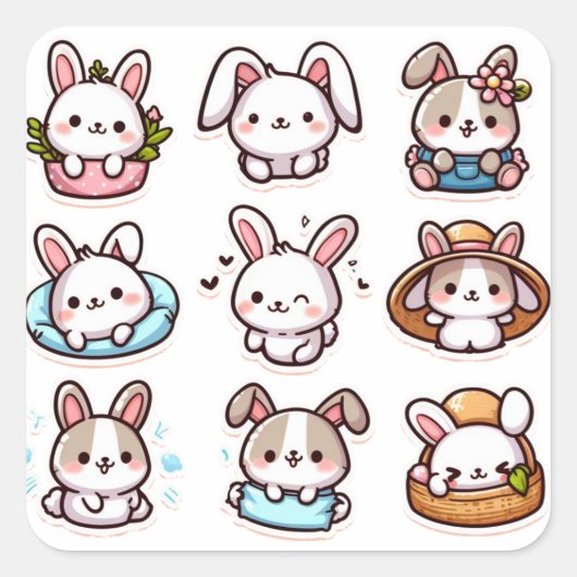 Bunnies deel 2 vierkante sticker (Voorkant)