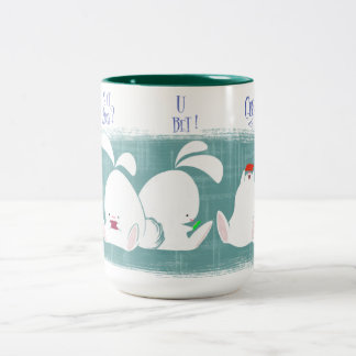 Bunnies die (blauwgroen) Mok sms'en