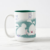 Bunnies die (blauwgroen) Mok sms'en (Links)