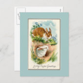  Bunnies die van het Pasblauw Briefkaart houden (Voorkant / Achterkant)