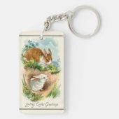  Bunnies die van Pasen houden Sleutelhanger (achterkant)