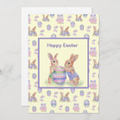 Bunnies d'oeufs de la carte de Pâques plat (Devant / Derrière)