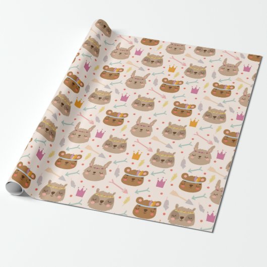 Bunnies en Beren Cadeaupapier (Uitgerold)