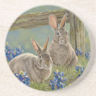 Bunnies en blauwbonnaars zandsteen onderzetter