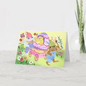 Bunnies en Chick Happy Easter Kaart (Voorkant)