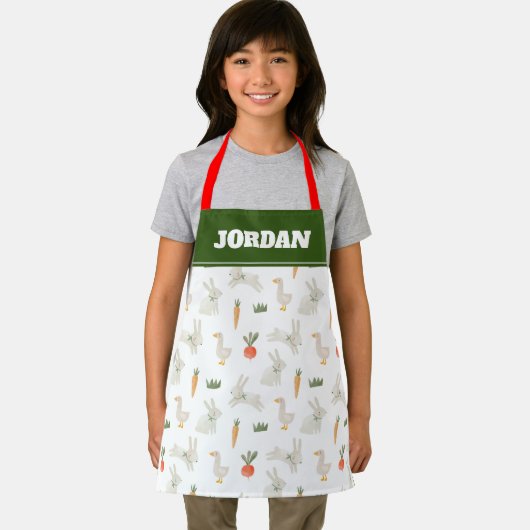 Bunnies en eenden op het Boerderij Pattern Schort (Insitu)