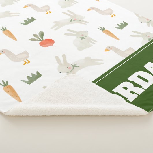 Bunnies en eenden op het Boerderij Pattern Sherpa Deken (3/4)