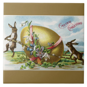  Bunnies en gouden paaseieren Tegeltje