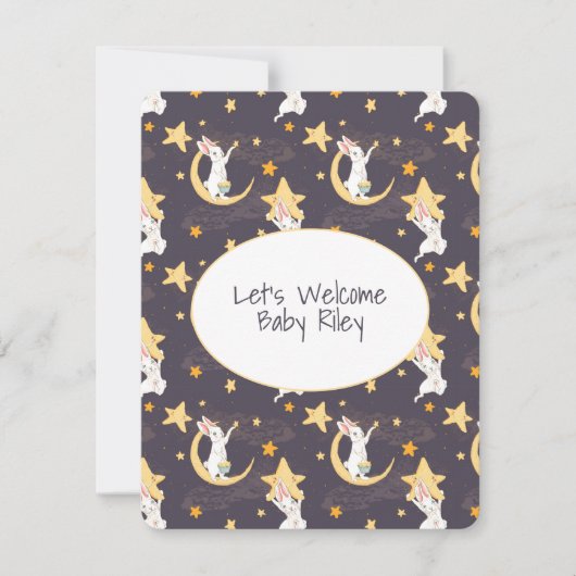 Bunnies en goudsterren op grijs kaart (Voorkant)