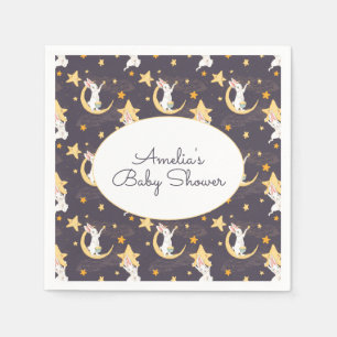 Bunnies en goudsterren op grijs servet
