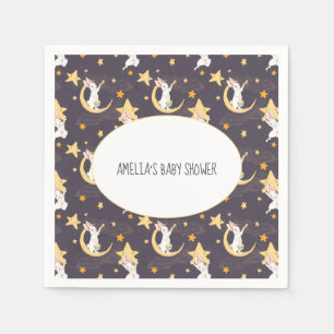 Bunnies en goudsterren op grijs servet