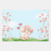 Bunnies en Love Wrapper Papier Plat Set de 3 (Devant)