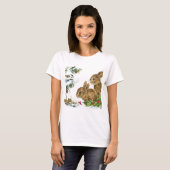 Bunnies en vogel genieten van sneeuw t-shirt (Voorkant volledig)