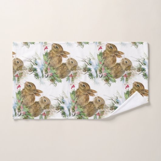 Bunnies en vogel in Sneeuwkersthanddoekset Bad Handdoek (Handdoek)