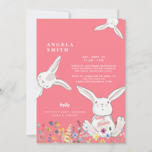 Bunnies en wilde bloemen, kleurrijk Baby shower Kaart