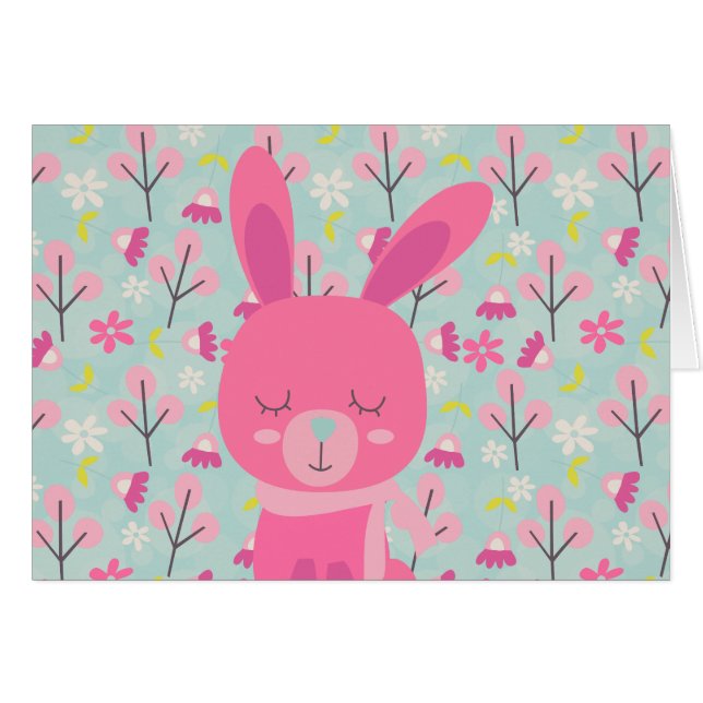 Bunnies et fleurs roses (Devant horizontal)