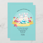 Bunnies et oeufs Invitation de Pâques (Devant / Derrière)