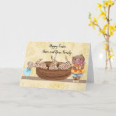 Bunnies et ours de cartes de Pâques pour soeur et (Fleur jaune)