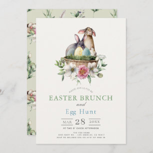Bunnies Floraux Brunch & Egg Hunt Invitation