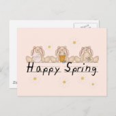 Bunnies Happy Spring T-shirts en geschenken Briefkaart (Voorkant / Achterkant)