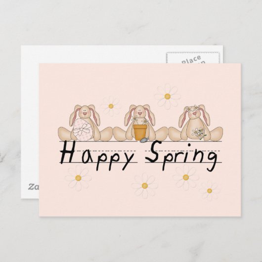 Bunnies Happy Spring T-shirts en geschenken Briefkaart (Voorkant / Achterkant)
