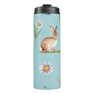 Bunnies, hazen, bluebells en madeliefjes thermosbeker