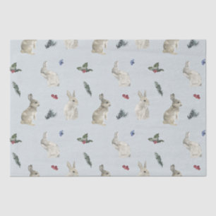 Bunnies, Holly en Berries Blue Tissuepapier