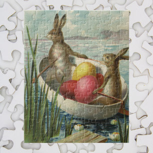 Bunnies in Boat, die van Pasen houden Legpuzzel