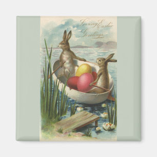  Bunnies in Boat, die van Pasen houden Magneet