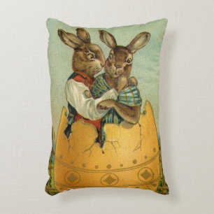 Bunnies in een gouden ei,  Victoriaans Pasen Accent Kussen