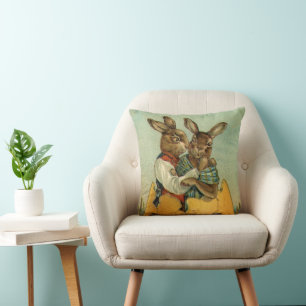 Bunnies in een gouden ei, Victoriaans Pasen Kussen