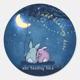 Bunnies in Love Round Sticker
