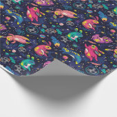 Bunnies in ruimtegelpapier cadeaupapier (Hoek)