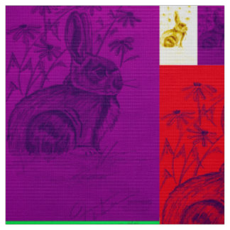 Bunnies in Wilde Kleur Fabric Stof