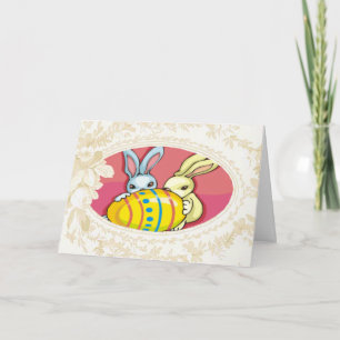 Bunnies Jouant Avec Une Carte Oeuf