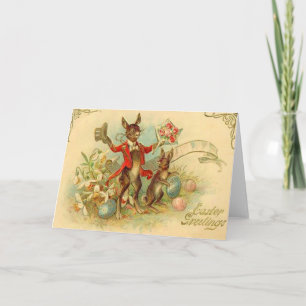 Bunnies Pâques vintages Carte Pâques