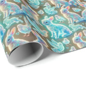 BUNNIES ~ Patroon BLAUW en ZILVER tinten ~ Cadeaupapier (Rol Hoek)