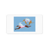 Bunnies riding Greyhounds Etiket (Voorkant)