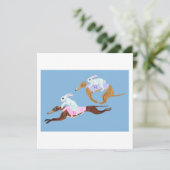 Bunnies riding Greyhounds Feestdagenkaart (Staand voorkant)