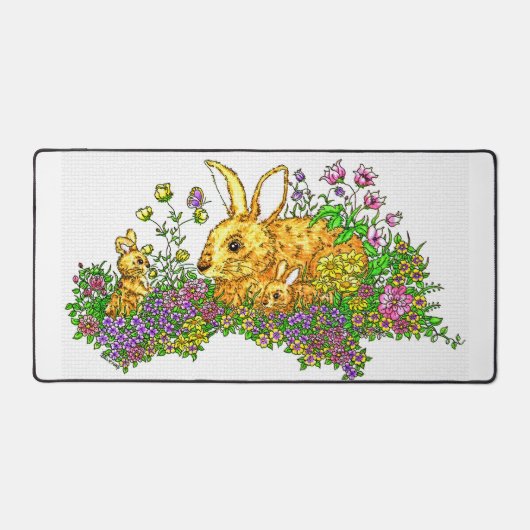Bunnies Springtime dans un champ de fleurs (Recto)