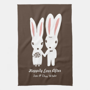 Bunnies Wedding Bride en Groom met de Tekst van de Theedoek