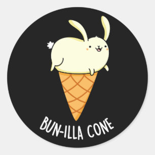 Bunnilla Cone Funny Bunny Vanilla Dark BG Ronde Sticker