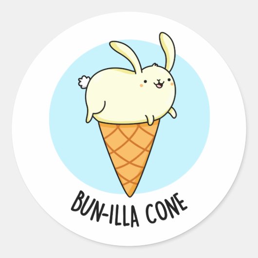 Bunnilla Cone Funny Bunny Vanilla Ice Cream Pun Ronde Sticker (Voorkant)